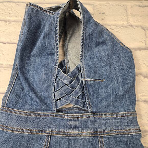 Pacsun Denim Cutout Dress Button Front Raw Hem size Small - Picture 13 of 16